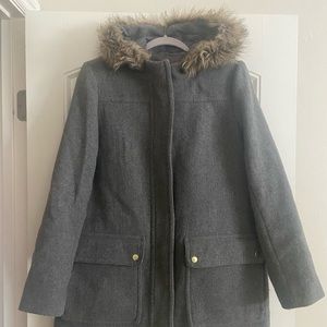 J. Crew Mercantile Vail Parka in Heather Graphite Wool, Size 12